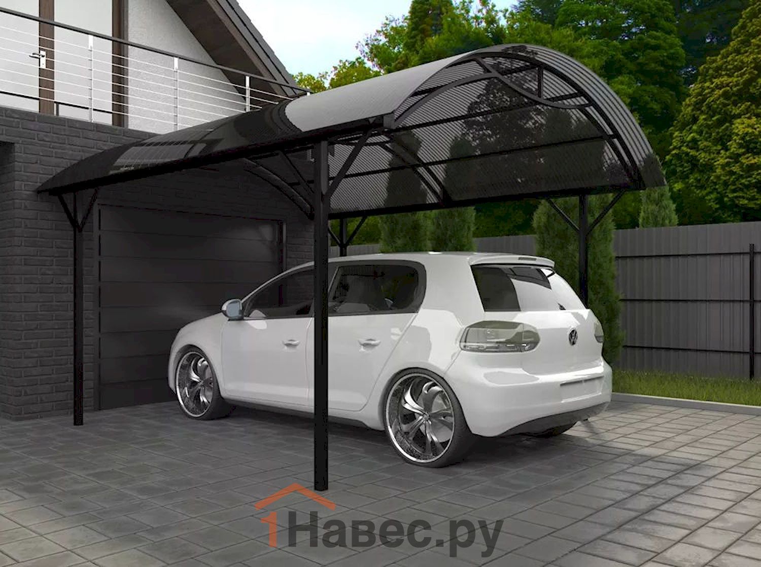 Арочный навес из поликарбоната для автомобиля